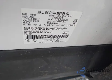 2015 Ford Explorer Xlt из США, поврежденный, VIN 1FM5K8D8XFGC17257